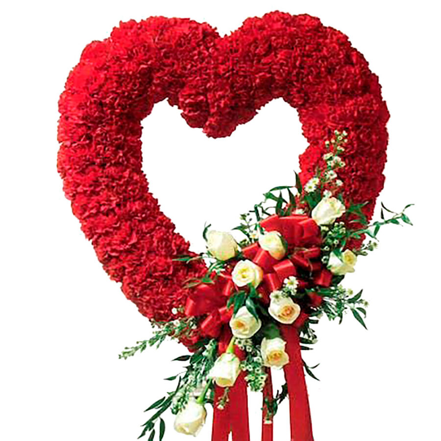 Corazón de flores para funeral floristería Burgos